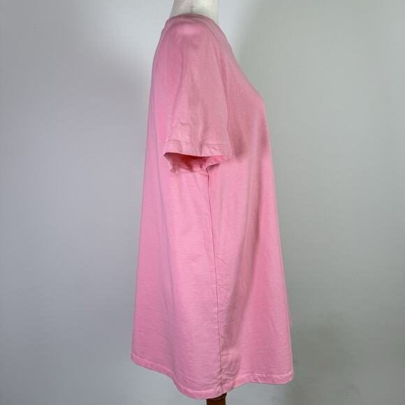 Sezane Selena Dress Bubblegum Pink Size Medium Organic Cotton Shoulder Buttons - Picture 7 of 12